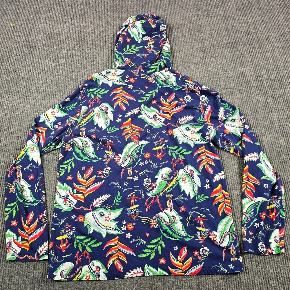 Polo Ralph Lauren Hoodie Mens Large Blue Hawaiian Lightweight Jersey Pullover
